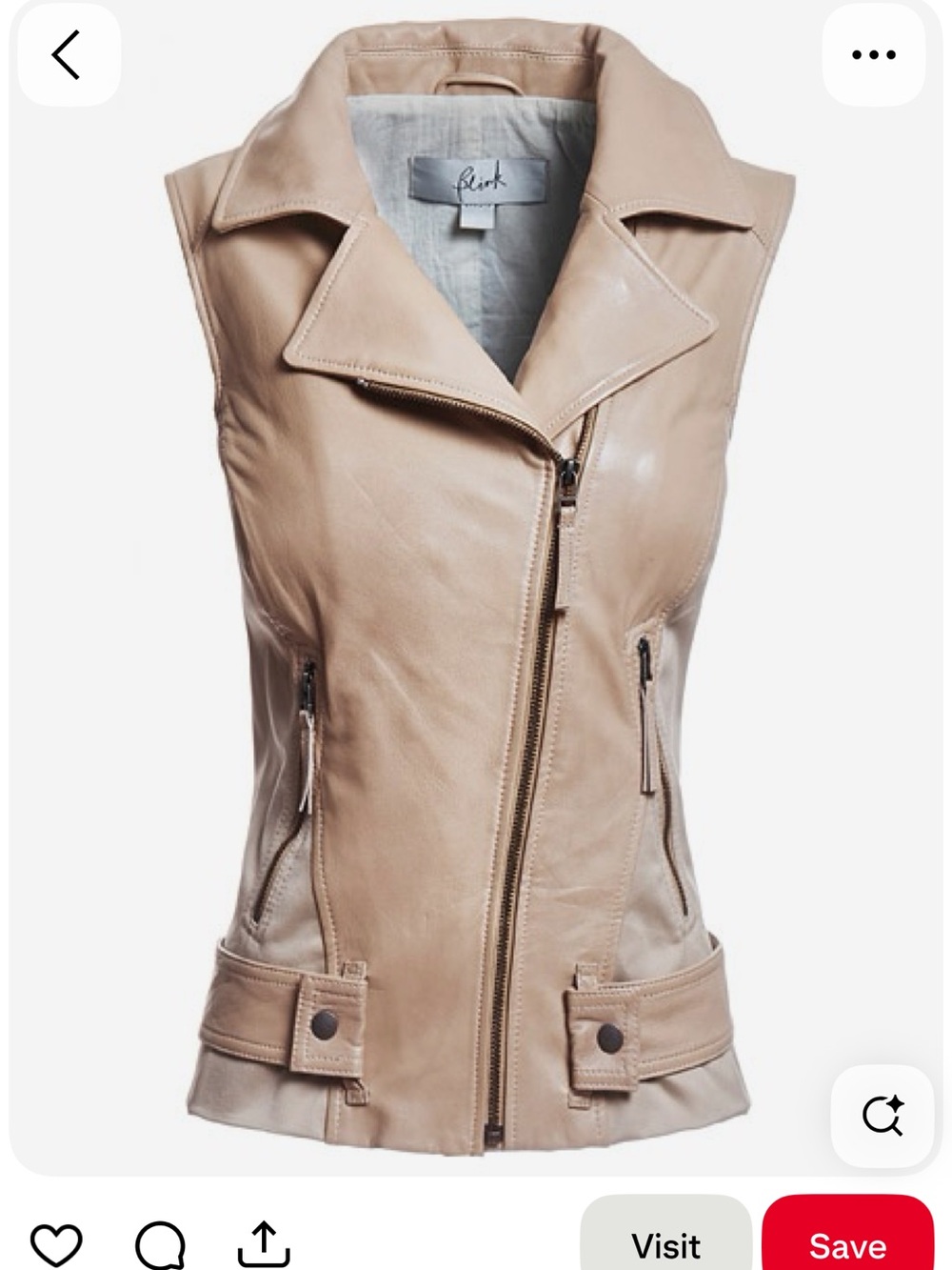 Danier Beige Leather Moto Vest